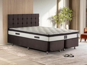 Resim Niron Yatak King Seti 140x190 Çift Kişilik Baza Başlık Takımı Füme 