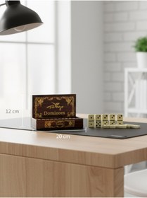 Resim moryconcept Ahşap Kutulu Domino Seti - Şık Tasarım | 20x12 cm | Dayanıklı Taşlar | Hediyelik Oyun Seti 