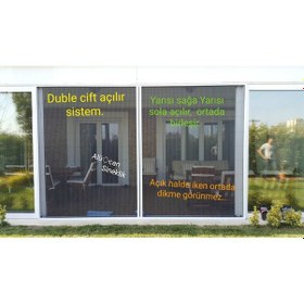 Resim Pileli Sürgülü Katlanır Kapı Sineklik, Çift açılım 