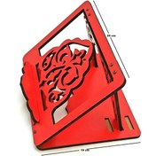 Resim LAZER KESİM MASA ÜSTÜ AHŞAP RAHLE KÜÇÜK BOY (25*19 CM) KIRMIZI 
