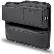 Resim Araç Koltuk Aralığı Dolgu Organizatörü - Pu Deri Araç Çekmecesi Çöp Kutusu - Siyah Renk 