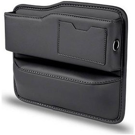 Resim Araç Koltuk Aralığı Dolgu Organizatörü - Pu Deri Araç Çekmecesi Çöp Kutusu - Siyah Renk 