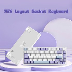 Resim AJAZZ AK820 75% Düzenli Kablolu Mekanik Oyun Klavyesi, Ses Kontrolü, Güney Yönlü LED, PBT Tuş Kapakları, Programlanabilir RGB, Ergonomik Tasarım, Çıkarılabilir USB-C Kablo, Tuş Kapanı Çekici Dahil - İki El Kullanımı İçin; AK820 