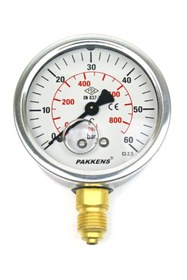 Resim Pakkens 0-60 Bar 63 mm Alttan Bağlantılı Gliserinli Manometre G 1/4 inç 