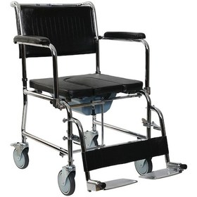Resim Alüminyum Katlanabilir Manuel Klozetli Banyo Sandalyesi Comfortable Wheelchair 