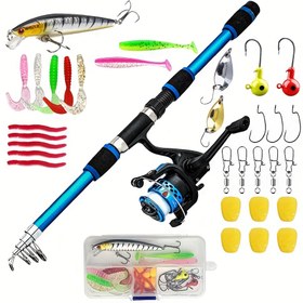 Resim Spinning Balıkçılık Çubuğu ve Makara Kombosu 1.8m Teleskopik Çubuk ile 5.2:1 3BB Makara Maksimum Sürükleme 5kg Tam Balıkçılık Aksesuarları Kiti Seti 