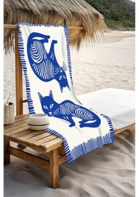 Resim Dijital Baskı Plaj Deniz Havlusu Kedi Desenli Peştamal Hvl0129 Renkli 