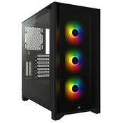 Resim Corsair CC-9011204-WW Icue 4000X RGB Temperlı Cam Yan Panel Mid Tower Bilgisayar Kasası Siyah 