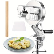 Resim 1 Set Manuel Cavatelli Makarna Yapma Makinesi - Metal Deniz Kabuğu Makarnası Yapma Makinesi Ev Yapımı Gnocchi için, Hamur Kazıyıcı ve Ahşap Silindir ile birlikte, Orijinal İtalyan Makarna Yapma Aleti Hediye 