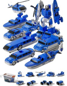Resim Manyetik Yapı Taşı Robot Polis Arabası 20 Parçalı Set-mavi 019523 
