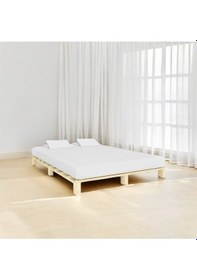 Resim Masif Doğal Ahşap Platform Karyola Natural Renk 140x200 