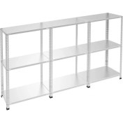 Resim Rafburada 3 Katlı 3'lü Galvaniz Çelik Raf - Depo, Arşiv, Kiler, Dosya, Market Rafı - 43x75 cm-100 cm-0.70 mm 