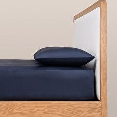 Resim %100 Pamuk Saten Lastikli Çarşaf Seti 200x200 Cm Lacivert - Lia Serisi 