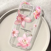 Resim TPU malzemesinden üretilmiş, çiçek hibisküs desenli, Iphone modelleri ile uyumlu olan, çerçeveli hava yastığı malzemesi olan, şeffaf, hibisküs çiçeği desenli LB. 