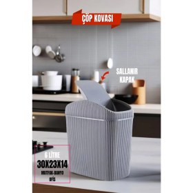 Resim 6 Lt Gri Çok Amaçlı Çöp Kovası, Mutfak, Banyo, Ofis Için Şık ve Kullanışlı 