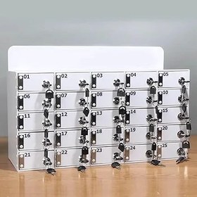 Resim Okullar için Cep Telefonu Depolama Dolabı - Çalışan Eşyaları Soyunma Beyaz Cep Telefonu Dolapları (20 Bölme) - Güvenli Cep Telefonu Depolama Çözümü 