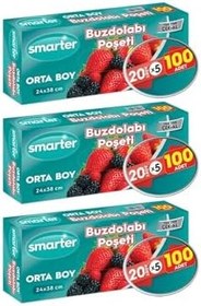 Resim SMARTER 3 PAKET BUZDOLABI POŞET ORTA BOY (100 ADET X 3) 