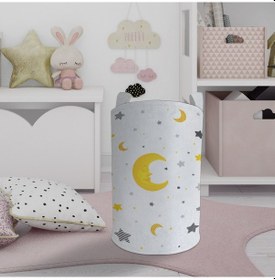 Resim Mekta Home Bebek Ve Çocuk Odası Ay Ve Yıldız Desenli Oyuncak Sepeti Renkli Çok Renkli 
