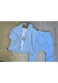 Resim 3'lü Bebek Çocuk Penye 2 İplik Takım-761 Gri 