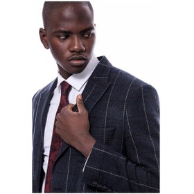Resim Wessi Ekose Sivri Yaka Lacivert Slim Fit Ceket - Wessi Lacivert 