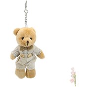 Resim Peluş Kıyafetli Ayıcık Anahtarlık. 12.5 X 8.5 Cm - Erkek Model Kahverengi 