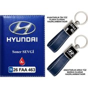 Resim Plakanıza Özel Hyundai Logolu Lacivert Ruhsat Kabı Ve Anahtarlık 