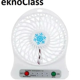 Resim TeknoClass Fan Soğutucu Mini Vantilatör Klima Güçlü Serinletici Taşınabilir Şarjlı Masa Üstü Sessiz 3 Kademeli 