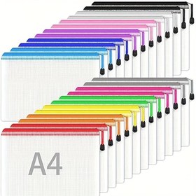 Resim 12/16 Adet File Fermuarlı Çanta, A4 Boyutlu Satranç Tahtası Oyun Organizer Çantaları - Rastgele Renklerde Kırtasiye ve Puzzle Saklama İçin 