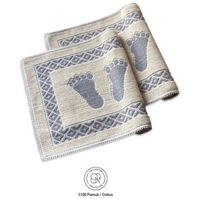 Resim Soffy Pamuk Krem & Gri 2'li Banyo Paspası %100 Pamuklu Ayak Paspası Havlusu Makinede Yıkanabilir Krem - Gri 