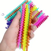Resim 26'lı Paket 14,99 cm Plastik Spiral Saç Düzleştirme Çubukları - Normal Saçlar İçin Çok Renkli Salon ve Ev Kullanımı, Dayanıklı Isı Dağıtım Tasarımı ile Pürüzsüz ve Kabarmasız Sonuçlar, Kolay Kullanım Stil Aparatı, Salon Kalitesinde Düzleştirici Çubuk 