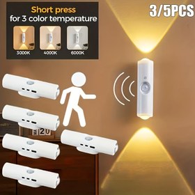 Resim 3/5 Adet Çift Başlı Kedi Gözü Hareket Sensörlü Duvar Lambası USB Şarj Edilebilir RGB Gece Lambası 3/7 Renk Modu Sonsuz Karartma Yatak Odası/Merdiven/Gardırop Modern Estetik Spot Işık 