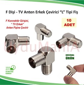 Resim F Dişi - Tv Anten Erkek Çevirici L Tipi Fiş - 10 Adet 