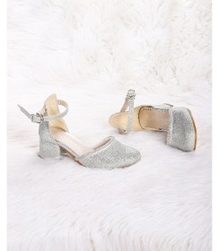 Resim Kiko Kids 771 Çupra Taşlı Kız Çocuk 5 Cm Topuklu Sandalet Ayakkabı Gümüş 