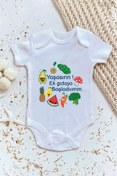 Resim Deniz Yüksel Ek Gıdaya Geçtim Baskılı Bebek Body Zıbın 