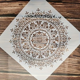 Resim 1 adet 29.97x29.97 cm Büyük Vintage Mandala Şablonu - DIY El İşleri, Duvar Sanatı, Kumaş ve Ev Dekoru için Detaylı Çiçek & Geometrik Kesim Tasarımı - Yeniden Kullanılabilir Yüksek Kaliteli Şablon 