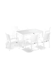 Resim Novussi Liverno Rattan BEYAZ Masa Takımı 90*150 Camlı Masa 6 Adet Beyaz 