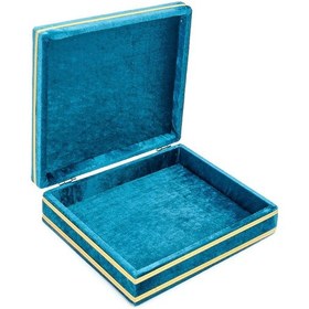 Resim Ihvanonline Kadife Kaplı Sandık Hediyelik, Dekor Petrol Rengi 