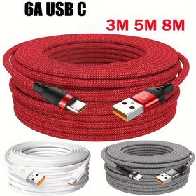 Resim 66W 6A Hızlı Şarj USB-C Kablosu - Xiaomi, OPPO, Kindle ve Sürüş Kaydedicileri için Hızlı Şarj, Erkek - Erkek, Mat Kaplamalı Kumaş Düz Kablo, USB Şarj, Veri Senkronizasyonu, 50-80W Güç - Ekstra Uzun 3m/5m/8m 