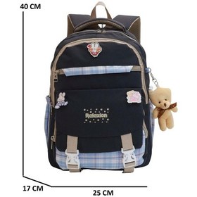 Resim Relaxion Kore Tarzı Siyah-mavi Su Geçirmez Astarlı Kumaş Sırt Çantası 1396 Siyah - Mavi 