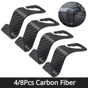 Resim 4/8 ADET Karbon Fiber Araba Koltuk Başlığı Kanca Otomatik Arka Koltuk Düzenleyici Askı Tutucu El Çantası Çanta Giysi Ceketleri için Depolama Tutucu 