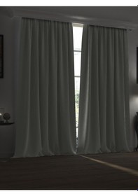 Resim Super Blackout Serisi Gri Renk Işık Geçirmez Ekstraforlu Fon Perde Gri 