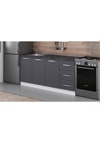 Resim Minar 180 Cm Mutfak Dolabı Beyaz Antrasit 180-A2-Alt Modül Beyaz 