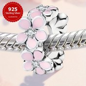 Resim 1.2 gram ağırlığında gümüş renkli Gram, 1 adet tatlı çiçek deseni boncuklu DIY kolye, kadınlar için bilezik ve kolye aksesuarları, S925 ayar gümüş, zarif kadın takıları. 