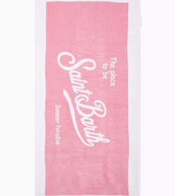 Resim Logo Plaj Havlusu Yumuşak Pamuk, Pastel Pembe Yaz Şıklığı - Pembe 
