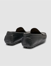 Resim Cabani %100 Hakiki Deri Siyah Logo Detaylı Erkek Loafer Ayakkabı 