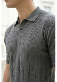 Resim Sayzen Your Shine Sayzen Desenli Polo Yaka Tişört Man2605 Füme 