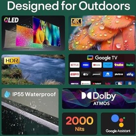 Resim SYLVOX QLED 4K UHD 2000nits Smart Google TV, HDR10, Dolby Atmos, hava koşullarına dayanıklı dış mekan TV, Google Assistant,Chromcast, Google Play Triple-Tuner, 60Hz, HBBTV Pool Pro 2.0 QLED 