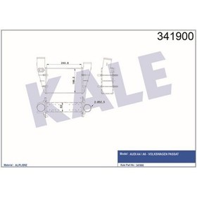 Resim KALE OTO Radyatör 341900 Turbo Radyatörü Passat B5 96- 1.8T 1.9 TDI / A4 97- A6 97- 240.8X166.2X67 
