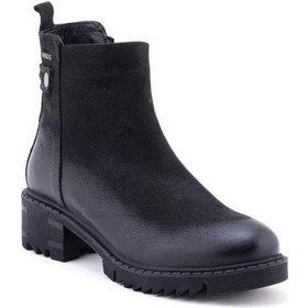 Resim Venüs Kadın Hakiki Deri Topuk Yüksekliği 4 Cm Ortopedik Comfort Bot 1950811 Sıyah Nubuk Siyah Nubuk 
