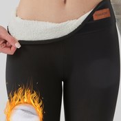 Resim Kadınlar için Yüksek Bel Polar Astarlı Termal Taytlar - Kalın Kış Pantolonları, Elastik Bel Bandı, Orta Esneklikte Görünmez Kumaş, Makinede Yıkanabilir Düz Renkli Soğuk Hava ve Dış Aktiviteler İçin Kar Pantolonu 